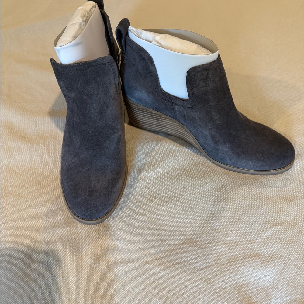 Toms Charcoal Suede Ankle Booties